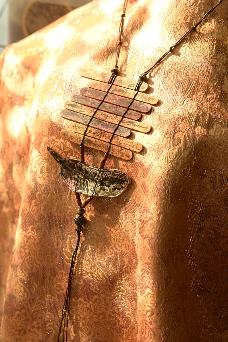 Wooden jewellery Burning man necklace New Year gift Ethnic Etsy