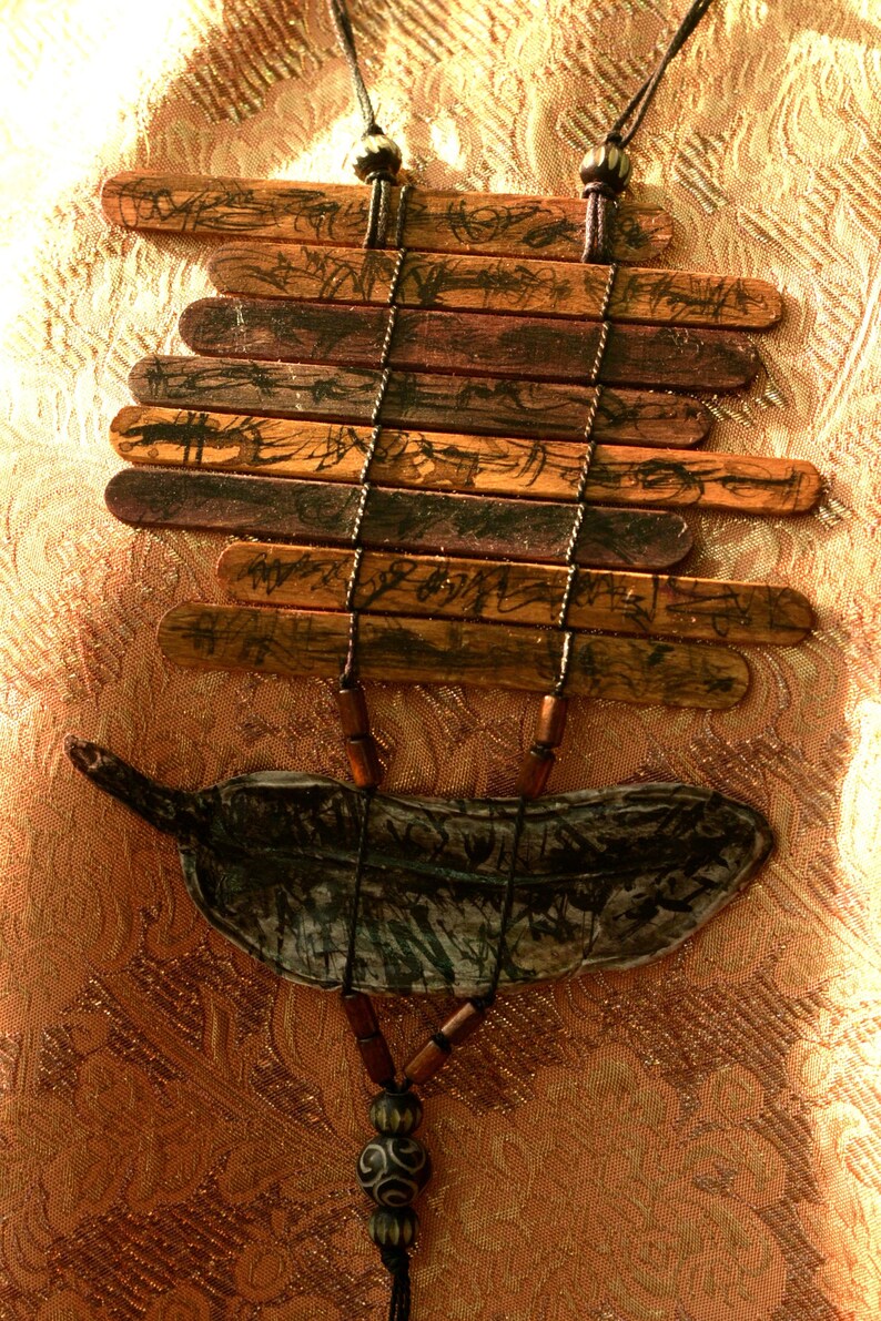 Wooden jewellery Burning man necklace New Year gift Ethnic Etsy