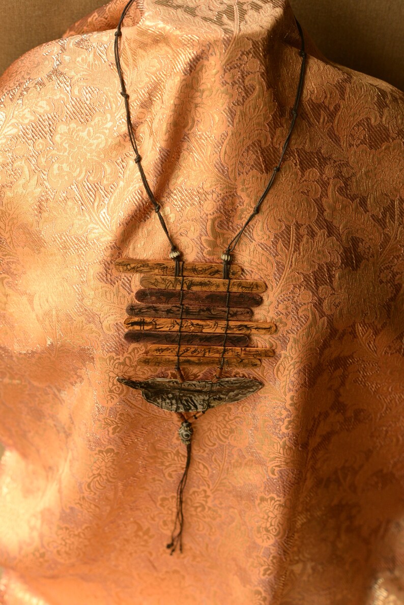 Wooden jewellery Burning man necklace New Year gift Ethnic Etsy