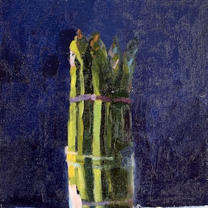 Asparagus (blue), original oil painting