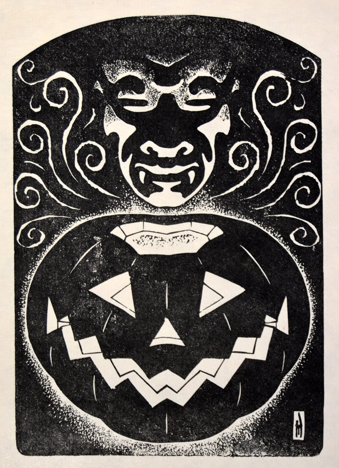 Halloween Linocut Print by James Mundie: samhain - Etsy Australia
