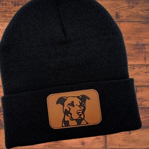 Pitbull Faux Leather Patch Beanie