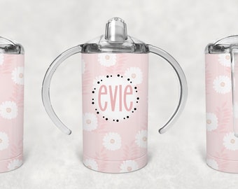 Custom Personalized Pastel Baby Girl Daisy Flower  12 oz Sippy Cup