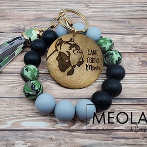 Cane Corso Mom Beaded Wristlet Keychain