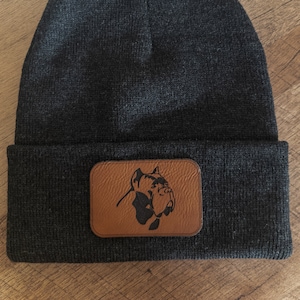 Cane Corso Faux Leather Patch Beanie