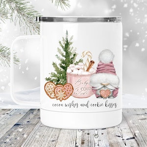 Pink Gnome, Hot Cocoa, Baby It&#39;s Cold Outside, Travel Coffee Mug, Coffee Mug with lid