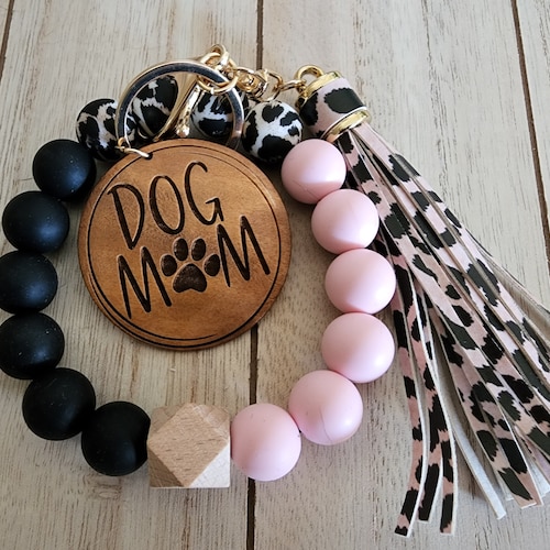 Beaded Wristlet Keychain Dog Mom Fur Mom Etsy