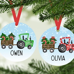 Personalized Farm Tractor Christmas Tree Ornament