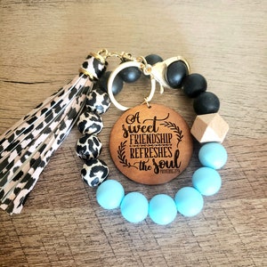 Friendship Wristlet Custom Beaded Tassel Keychain Proverbs 27:9