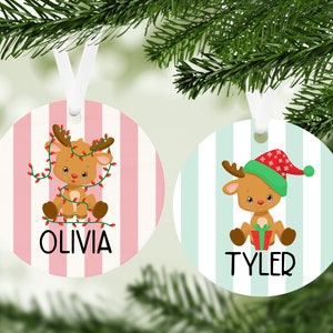 Reindeer Personalized Custom Christmas Ornament Kid Children