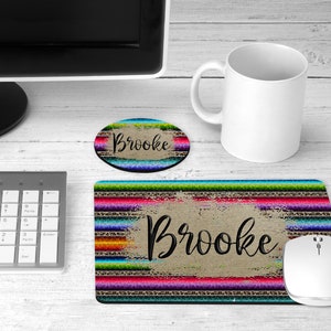 Personalized Leopard Serape Mouse Pad and Coaster Set