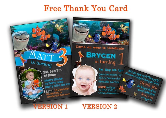 Finding Nemo Invitation Finding Dory Invitation Nemo Etsy