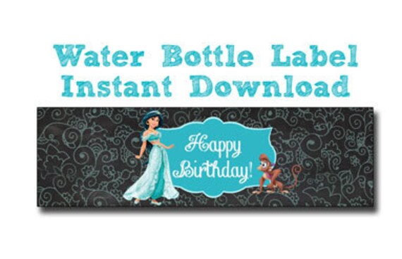 Jasmine Water Labeljasmine Chalkboard Bottle Chalk Princess Etsy