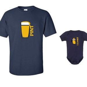 PINT & Half Pint Men's/Womens DAD Beer T-shirt and Infant Bodysuit Matching Family Shirts image 4