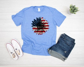 USA T SHIRT, Patriotic Daisy, Red White Blue, Independence Day, Stars and Stripes T-shirt