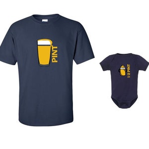 PINT & Half Pint Men's/Womens DAD Beer T-shirt and Infant Bodysuit Matching Family Shirts image 2