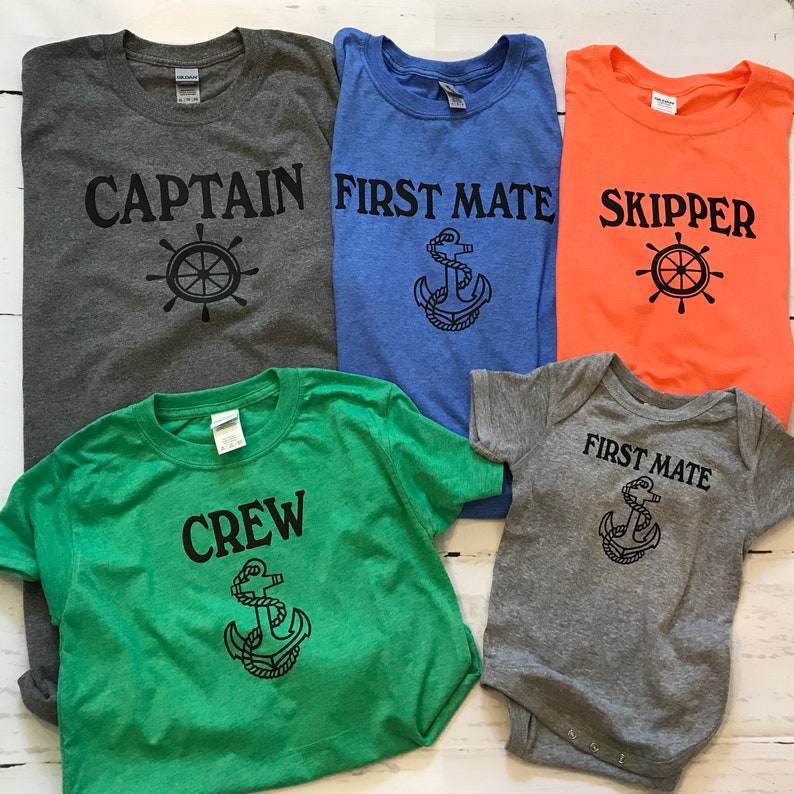 Tshirt captain boating shirts first mate et skipper family Etsy
