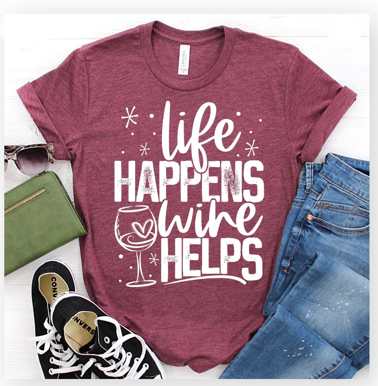 Life Happens Wine Helps T-Shirt Life Happens Wine Helps T-Shirt