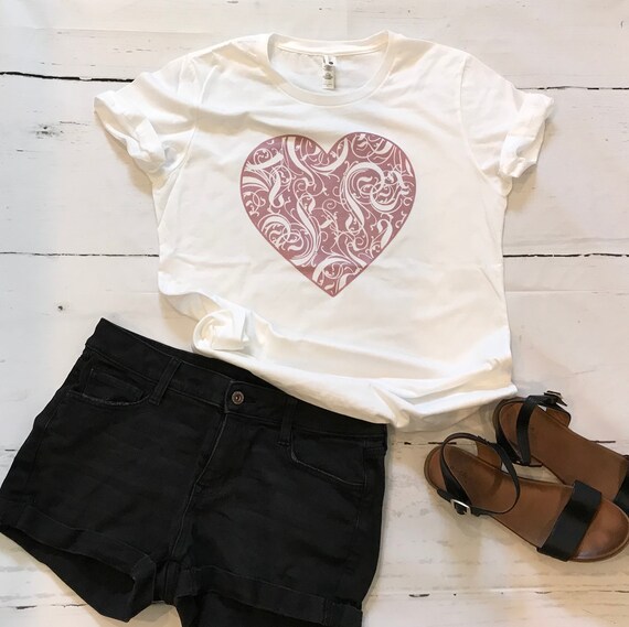 Love, large Rose Gold heart T-shirts