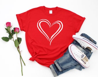 WHITE HEART, love, Fun, womens, Birthday heart T-shirt