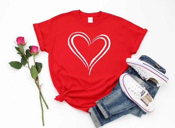 WHITE HEART, love, Valentine, Birthday heart T-shirt