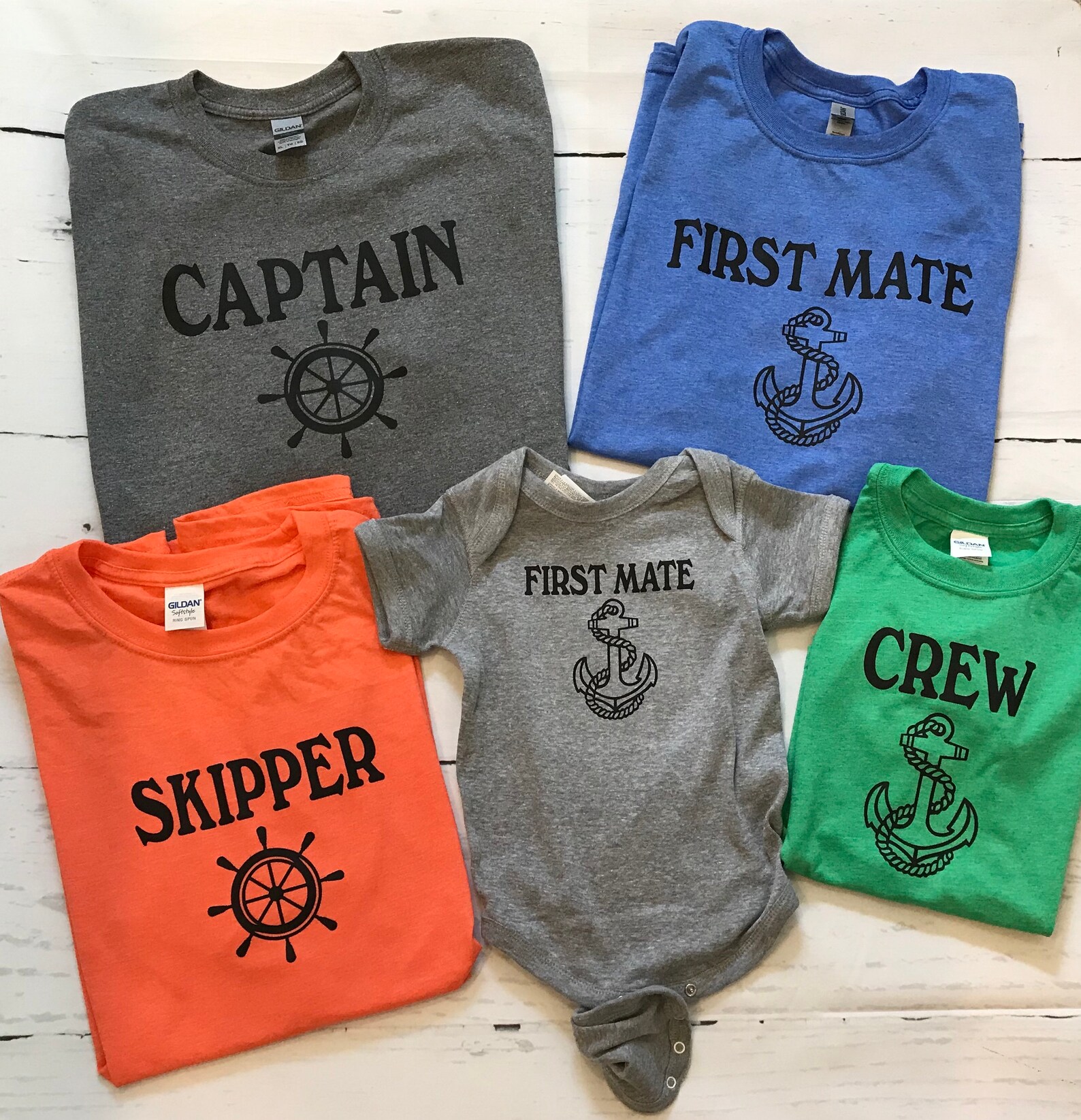 Tshirt captain boating shirts first mate et skipper family Etsy