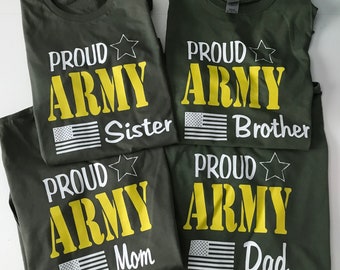 Proud Army Family, Military Solider, OD Green T-shirts