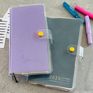 pvc cover planner with metal button closure, cover on cover for Hobonichi weeks, a5 planner,b6, a6, pocket, all size