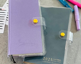 pvc cover planner with metal button closure, cover on cover for Hobonichi weeks, a5 planner,b6, a6, pocket, all size