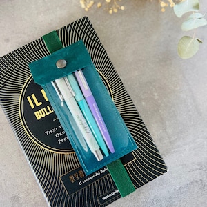 Leather pen holder for your agenda, pen holder in leather and transparent PVC