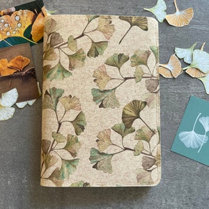 Funda para Hobonichi, funda para cuaderno Botanical Ginkgo Biloba, funda para diario Botanical Garden, funda para Stalogy, Moleskine y pasaporte.