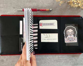 travelers notebook wallet Insert a6, Additional Zip Pockets faux Leather Travel Notebook, ready to ship