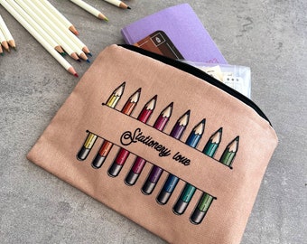 Canvas case for "stationery love", large case with zip for your stationery