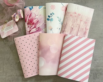 Inserciones para cuadernos de viaje, inserciones para cuadernos de color rosa, todos los tamaños, cuadrícula de puntos con líneas