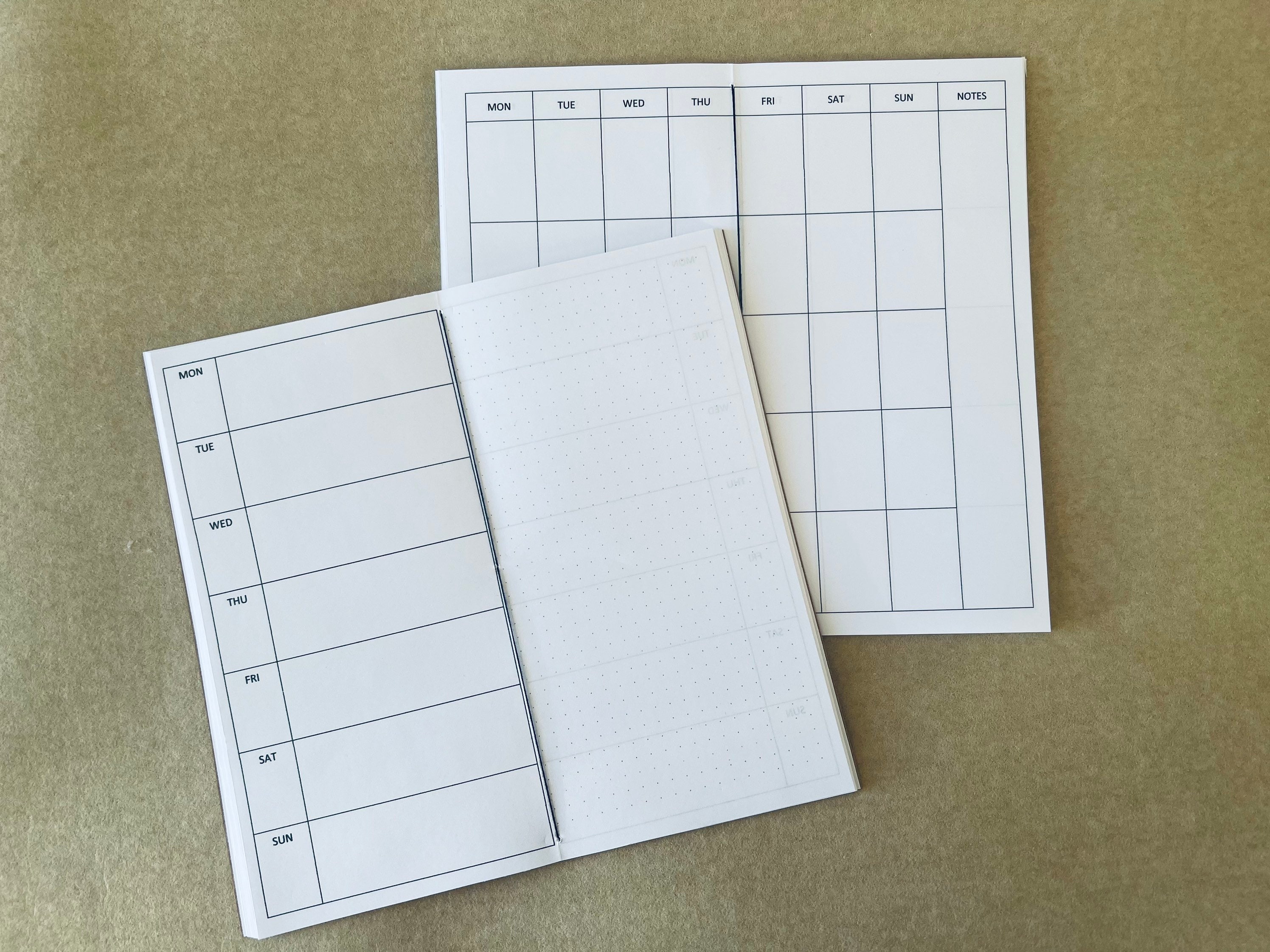 Inserciones de semanas de Hobonichi, planificador semanal, planificador mensual