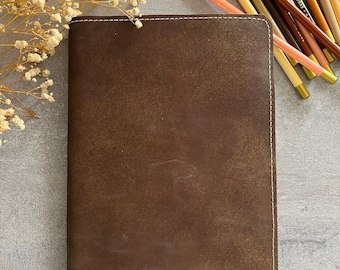 Carnet de notes Midori du voyageur, couverture Fauxdori en cuir italien marron glacé, micro tn, agenda de couverture a5, prêt à être expédié