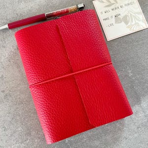 Trifold traveler&#39;s notebook a6, midor journal cover red passion leather, ready to shipping