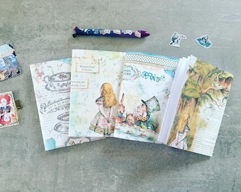 Inserciones para cuadernos de viaje Alicia en el país de las maravillas - Inserción para cuadernos de viaje Midori - Todos los tamaños // Cuadrícula de puntos rayada
