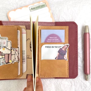 Cartera para cuaderno de viaje, bolsillos adicionales para cuaderno de viaje de piel sintética de colores