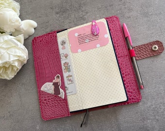 Hobonichi cover pink leather croco weeks, cover planner, ready to shipping