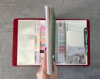 Travel Notebook Wallet Insert, Additional Pockets for Colorful faux Leather Travel Notebook