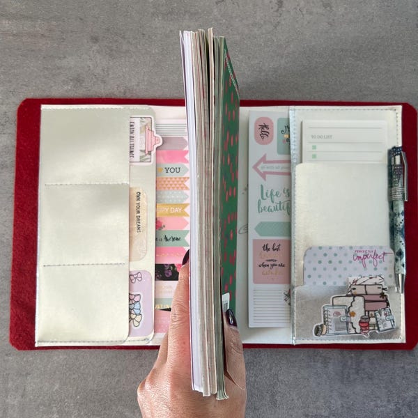 Inserto para cartera de cuaderno de viaje, bolsillos adicionales para cuaderno de viaje de piel sintética de colores