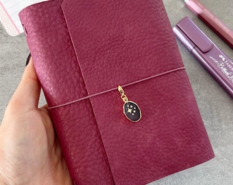 Trifold Journal Cover Genuine Italian Blueberry Leather, ready to ship