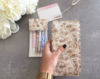 Couverture Hobonichi - pour semaine, format a6 ou a5 - Couverture Fauxdori « vintage flower »