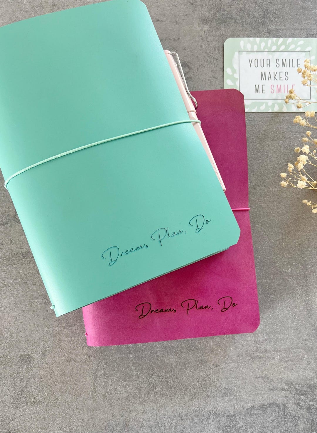 A5 Travelers Notebook Cover, Pastel Leather Journal Cover. Handcrafted