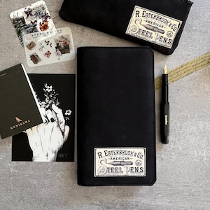 Cover notebook black leather Esterbrook inspire, Handmade TN Journal Cover