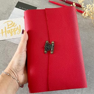 Midori traveler&#39;s notebook a5 slim, trifold journal cover red passion leather, ready to shipping