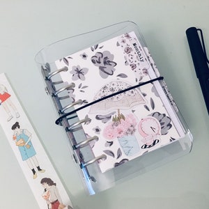 clear planner binder, a5, personal, b6, a6, pocket ring planner