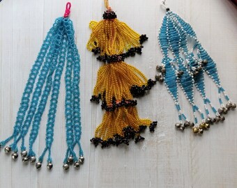 Tassel Beautiful Vintage Multicolor Beaded Tassel DIY Bohemian Jewelry Belly Dancing Costume Supply Tribal Kuchi Tassel Afghan Dress Bags.