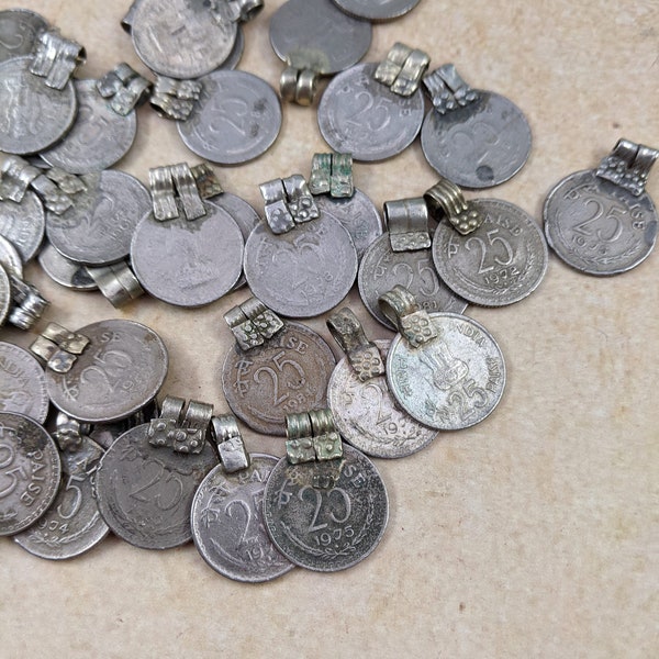 Vintage Banjara Tribal Indian Coins with Bails/Loops Paise Pick Quantity